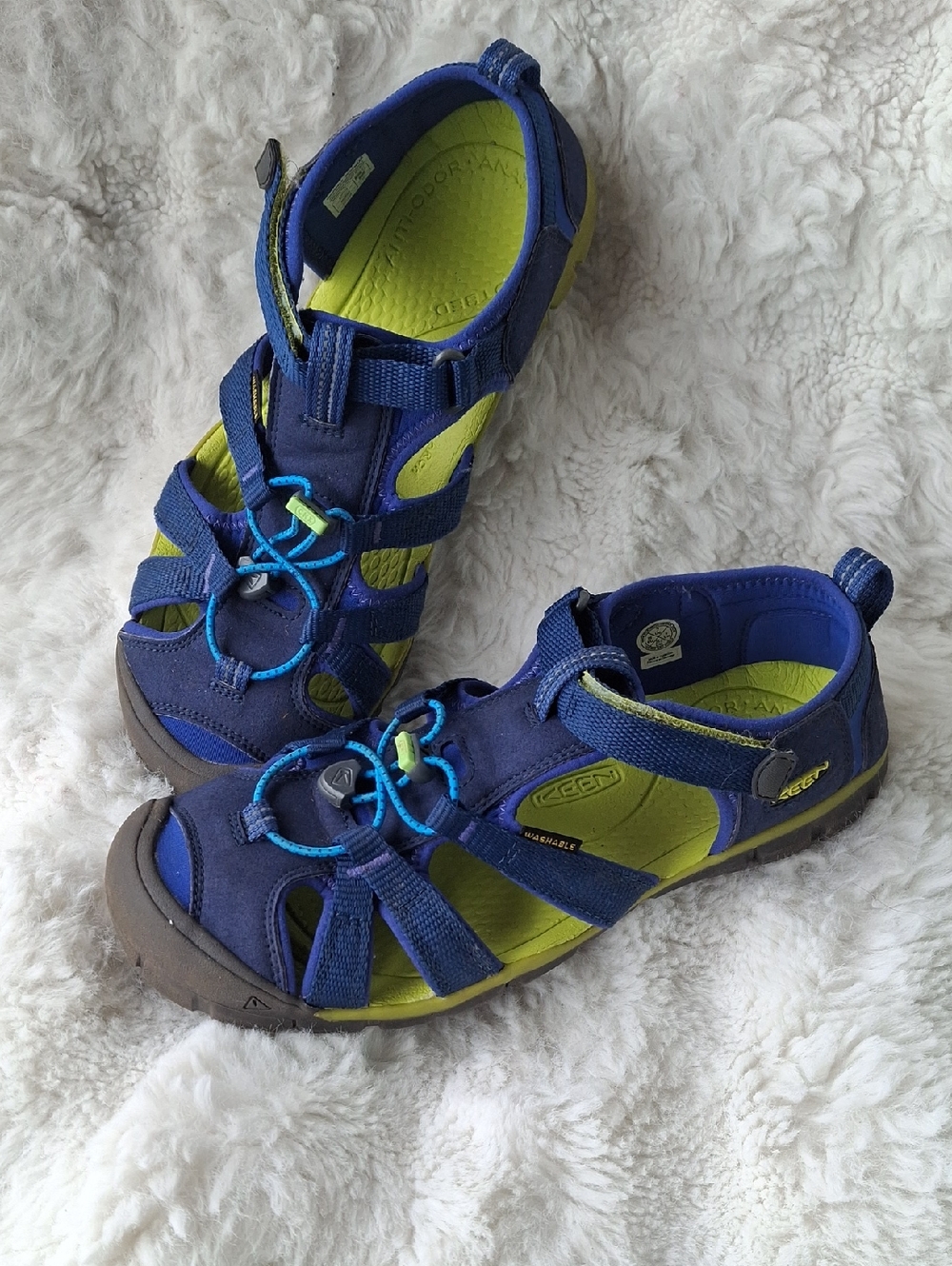 KEEN Seacamp II CNX Sandals Blue Depths/Chartreuse Big Kids 7 / Women’s 8.5